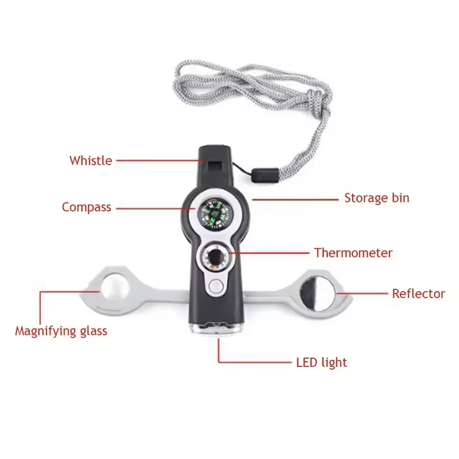 صفارة نجاة 7 في 1 مع ضوء LED و - مراجعة Outdoor Adventure Show وسعره
